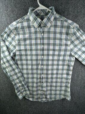 Johnnie O Hangin Out Long Sleeve Shirt Men’s Small Plaid Blue Green White Adult